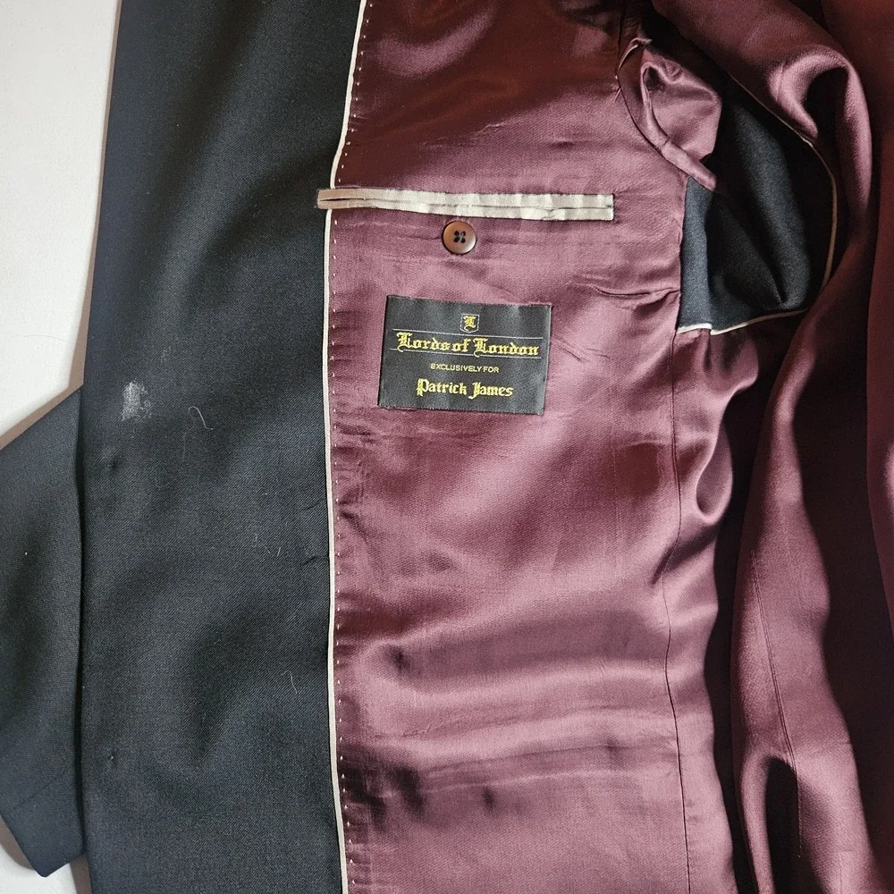 Lords‎ Of London Patrick James Men Wool Earl Jacket 44R Black Blazer Gold Button